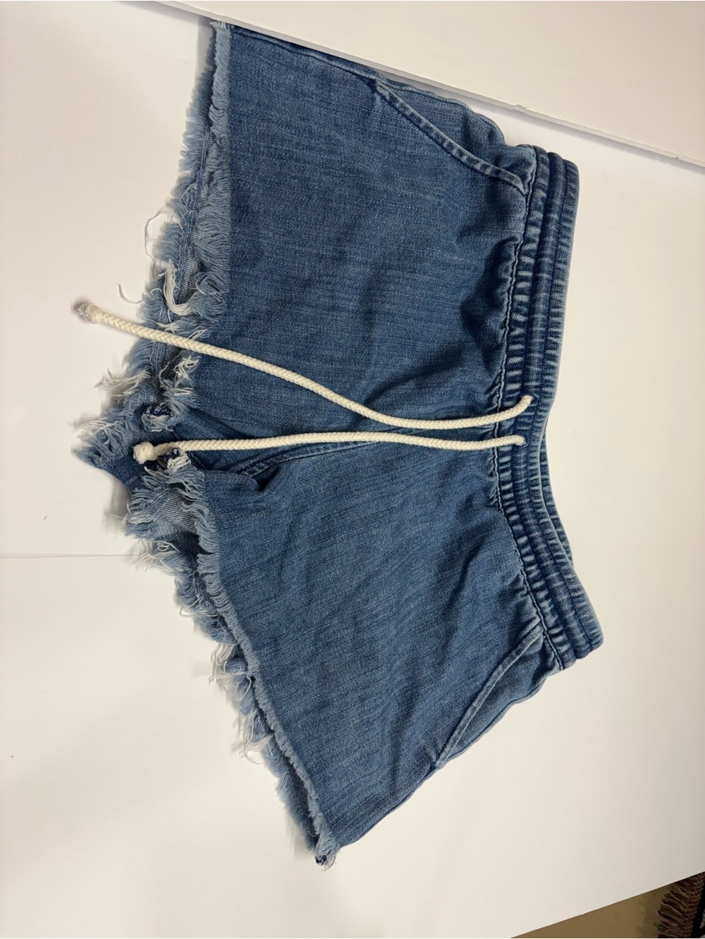 Denim-Style Blue Frayed Women’s Shorts